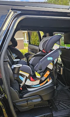 Properly installed complimentary toddler car seat in a Majestic vehicle