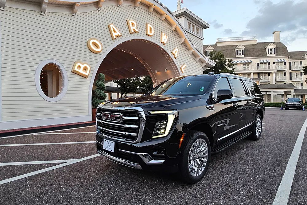 Private family friendly car service from MCO Airport to Epic Universe by Majestic Private Transportation.